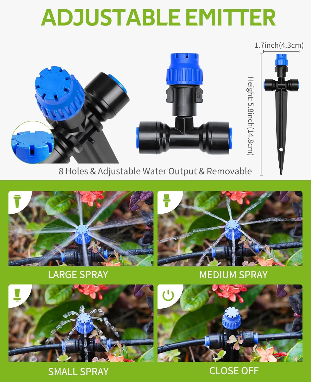 HIRALIY 50FT Garden Watering System, Drip Irrigation Kits for Plants, New Quick Connector, Blank Distribution Tubing, Saving Water Automatic Irrigation Equipment for Patio Lawn
