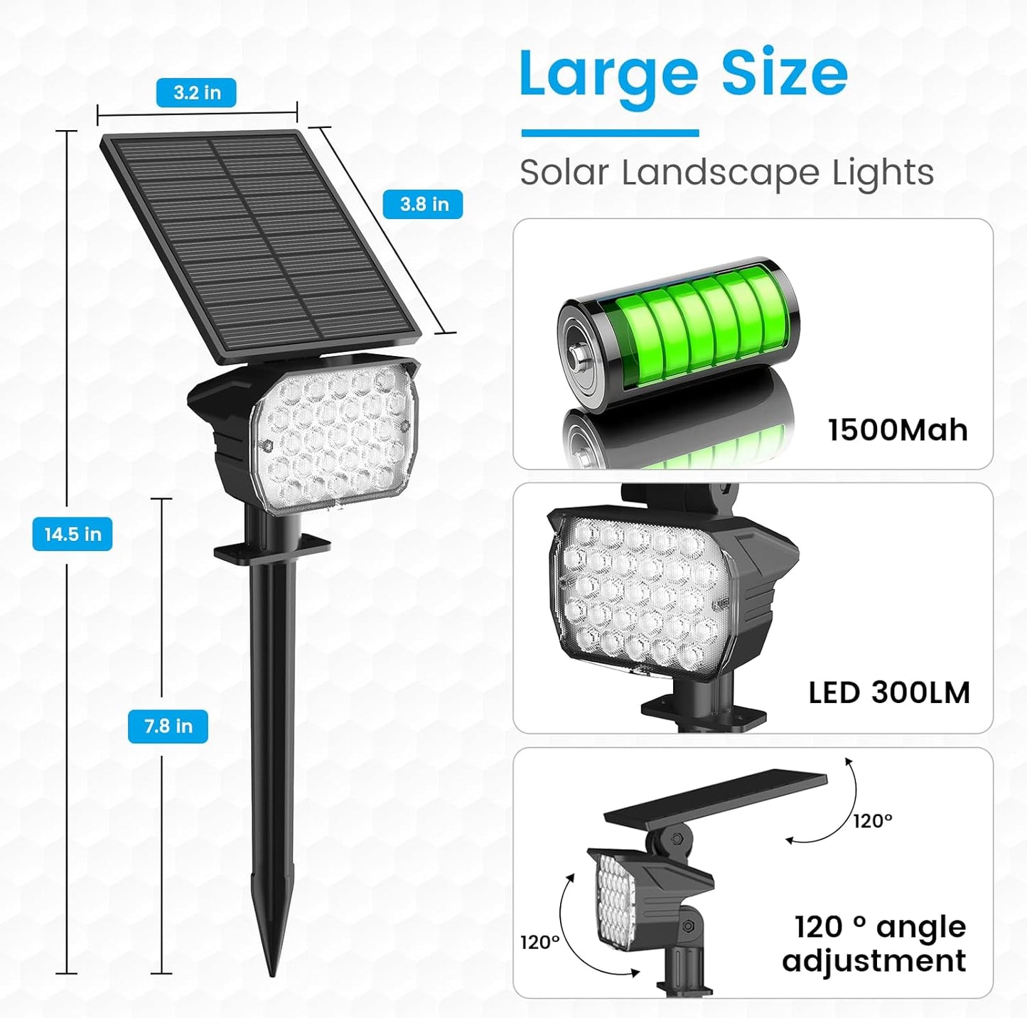 VOLISUN Solar Spotlight Outdoor, IP67 Waterproof Solar Landscape Spot Lights，Uplights for Yard Garden Pathway - 12 Pack (Cool White) 27 LED 3 Lighting Modes