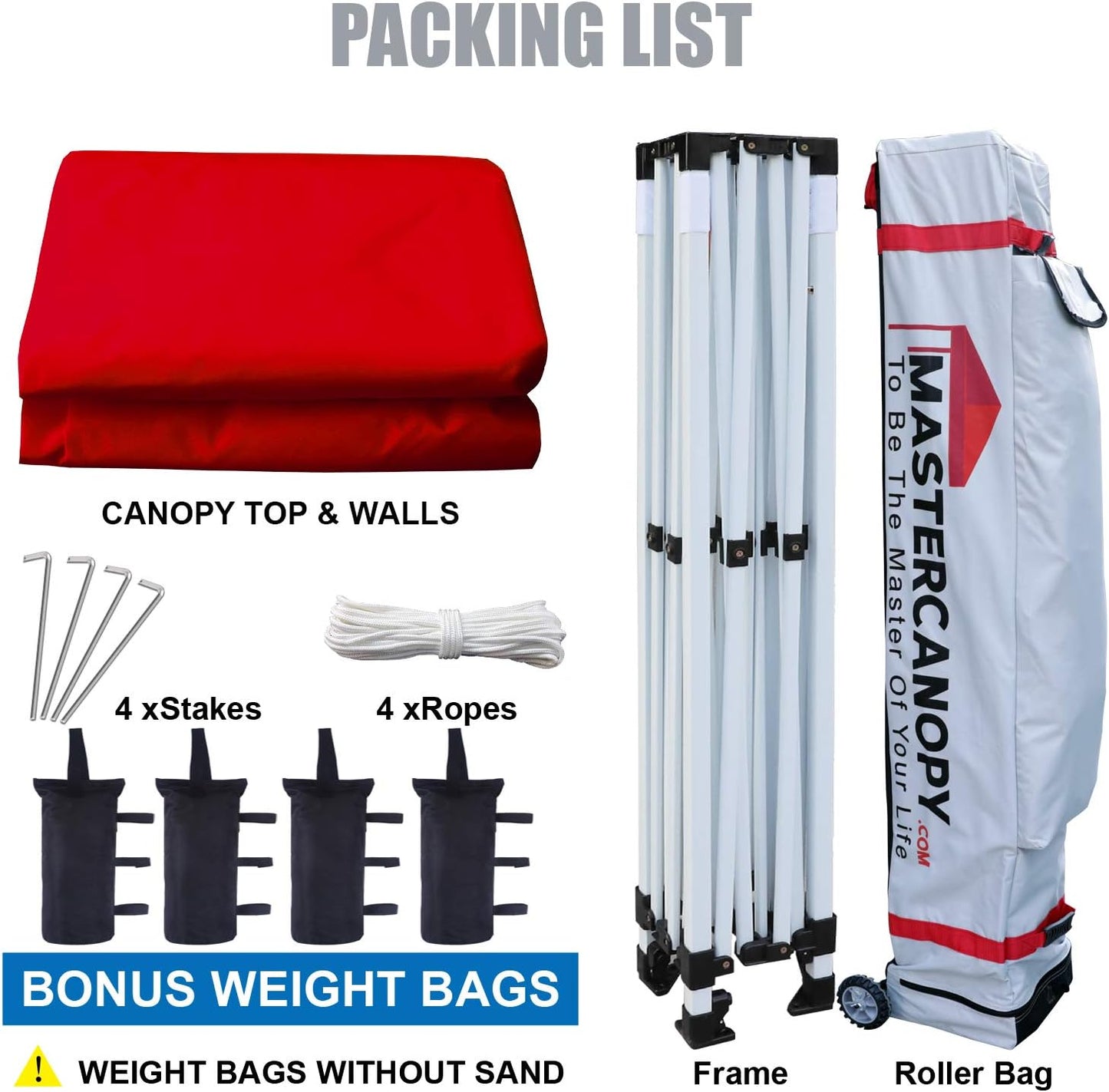 MASTERCANOPY Heavy Duty Pop-up Canopy Tent with Sidewalls (10x15,Red)