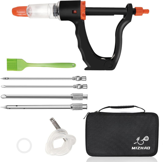 Premium Marinade Injector Syringe – Adjustable Flow (5ml/10ml/15ml), 4 Stainless Steel Needles, Meat Injector for Turkey, BBQ, Chicken, Beef, Pork, Brisket, Smoking & Holiday Cooking