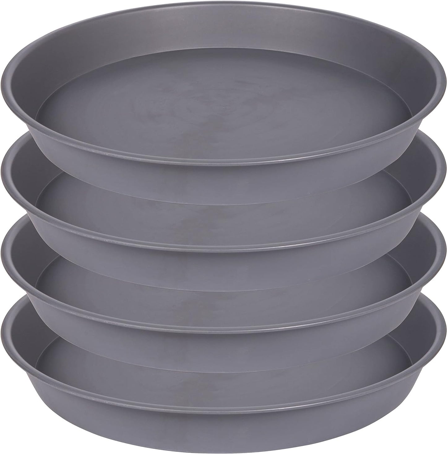 4 Pack of 13 14 inch Plant Saucer (12.2 Inch Base), Heavy Duty Plastic Plant Drip Trays 14" Round, Plant Trays for Indoors, Bird Bath Bowls, Plate for Planter 12-14" (14 inch, Cement Gray)