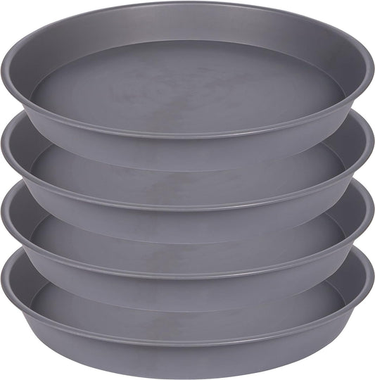 4 Pack of 13 14 inch Plant Saucer (12.2 Inch Base), Heavy Duty Plastic Plant Drip Trays 14" Round, Plant Trays for Indoors, Bird Bath Bowls, Plate for Planter 12-14" (14 inch, Cement Gray)
