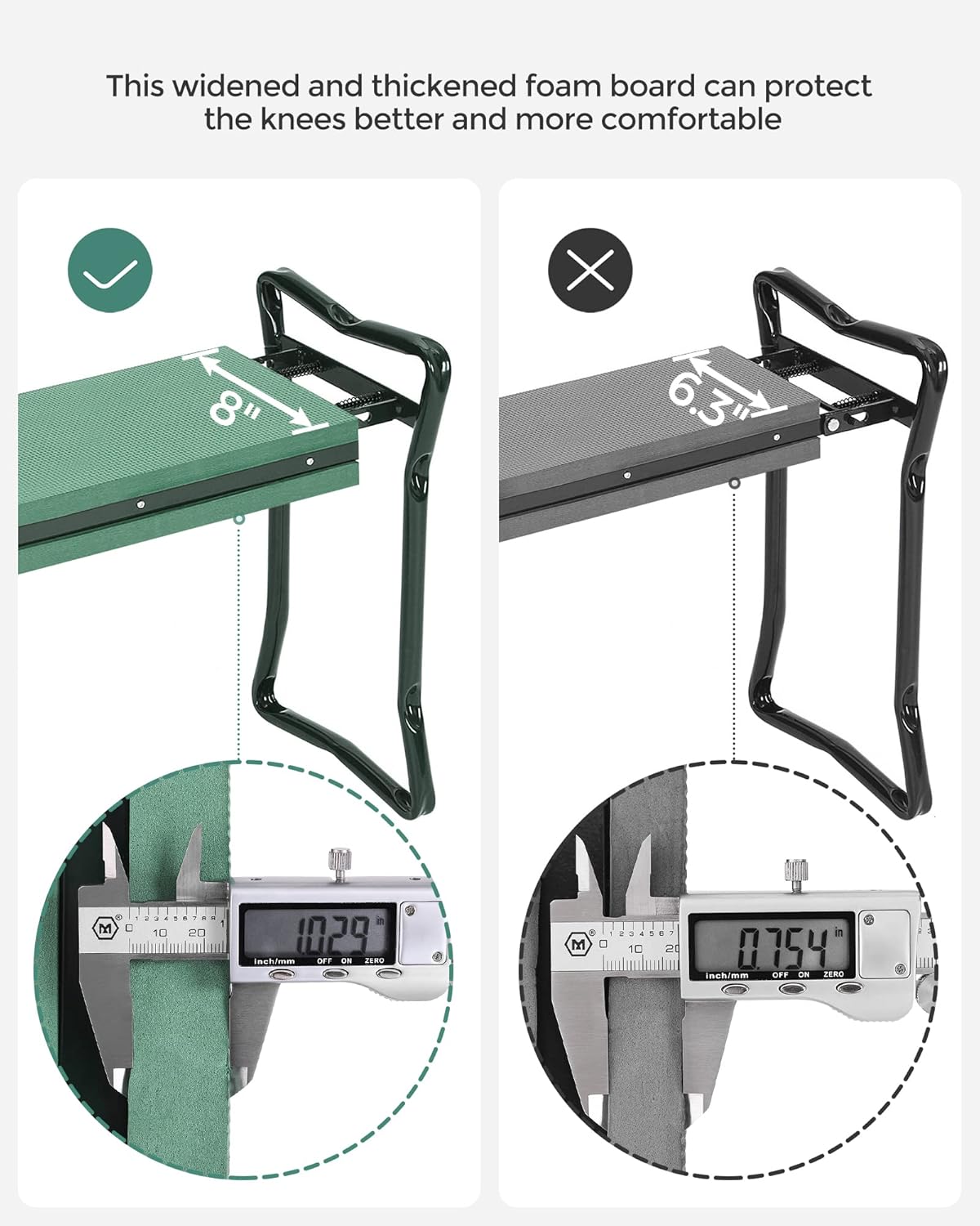 SONGMICS Garden Kneeler and Seat, Multifunctional Garden Kneeling Bench, Gardening Gifts for Women Men, Folding Gardening Stool, with 2 Tool Bags, 8-Inch Wide Kneeling Pad, Dark Green UGGK060L01