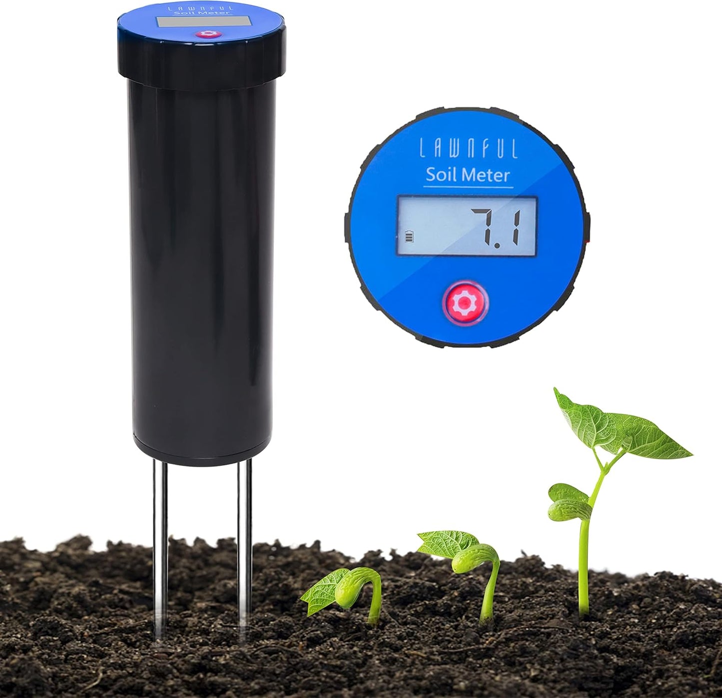 Digital Soil pH Meter, Industrial Grade Soil pH Tester with Calibration-Free LCD Display, High Accuracy Soil pH Pen, Soil pH Monitor for Garden, Lawn, Plant (Black)