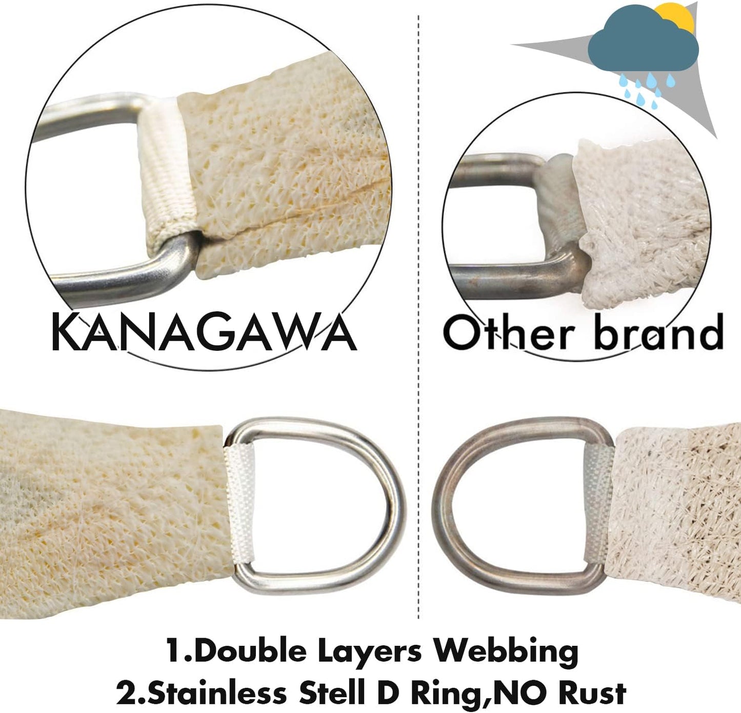 KANAGAWA 6'X12' Cream Custom Size Sun Shade Sail Rectangle UV Block Canopy Cover for Patio Backyard Lawn Garden Outdoor (Customized Available)