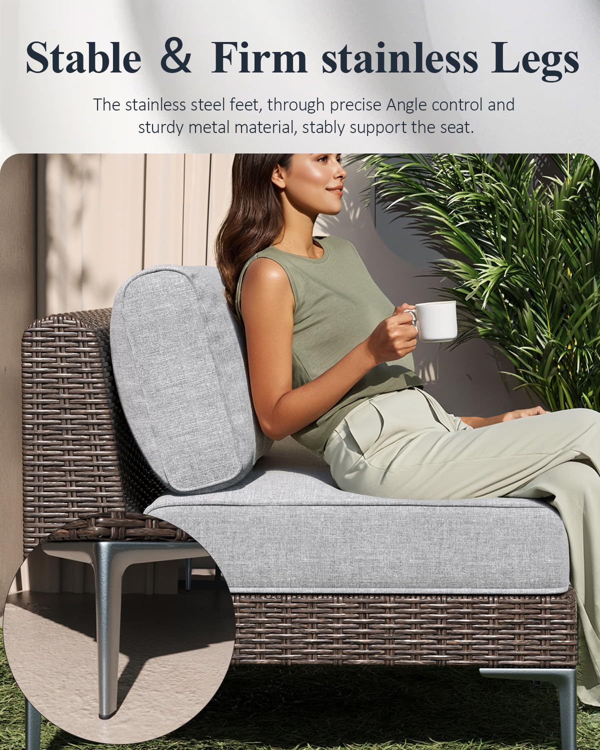 LayinSun 11-Piece Outdoor Modular Wicker Sectional Sofa with Fire Pit Table, Patio Furniture Conversation Set with Deep Seating and Thick Cushions