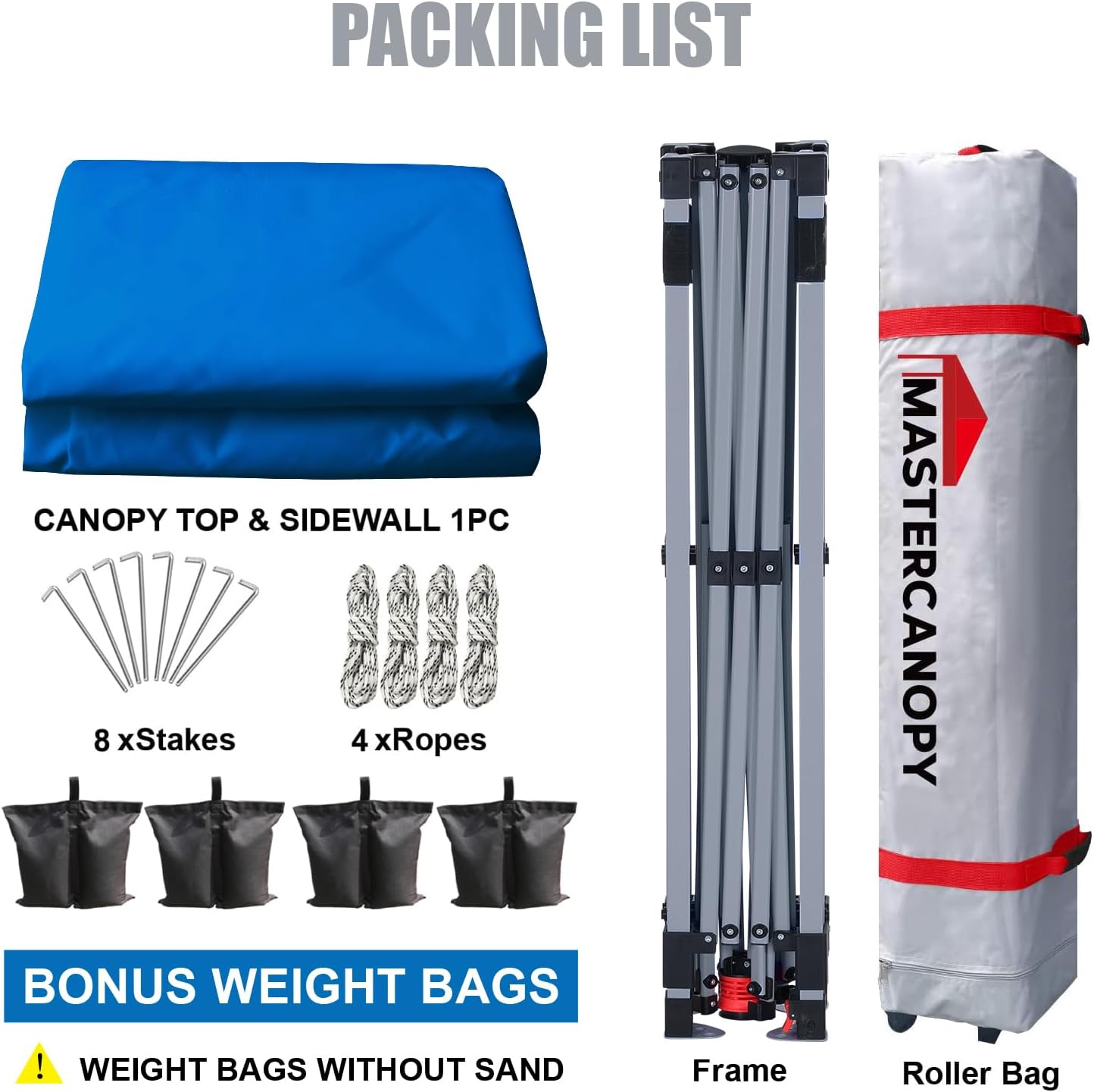 MASTERCANOPY Durable Pop-up Canopy Tent with 1 Sidewall (10'x10',Blue)