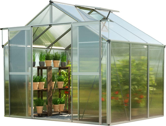 Greenhouse Topas 3 Aluminum Frame 7.4 x 6.4 ft with Approx. 6 mm Polycarbonate Panels