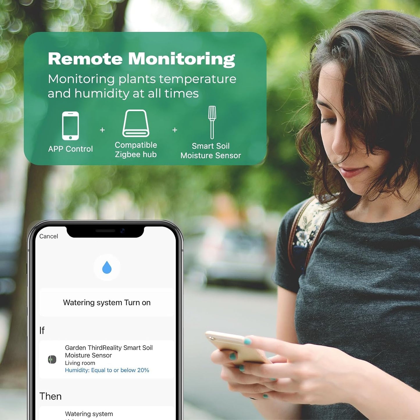 THIRDREALITY Smart Soil Moisture Sensor 2Pack,Zigbee hub Needed,Capacitive Probe,Moisture/Temperature Meter for Garden Planting,Compatible with Homey,Hubitat, SmartThings,Home Assistant