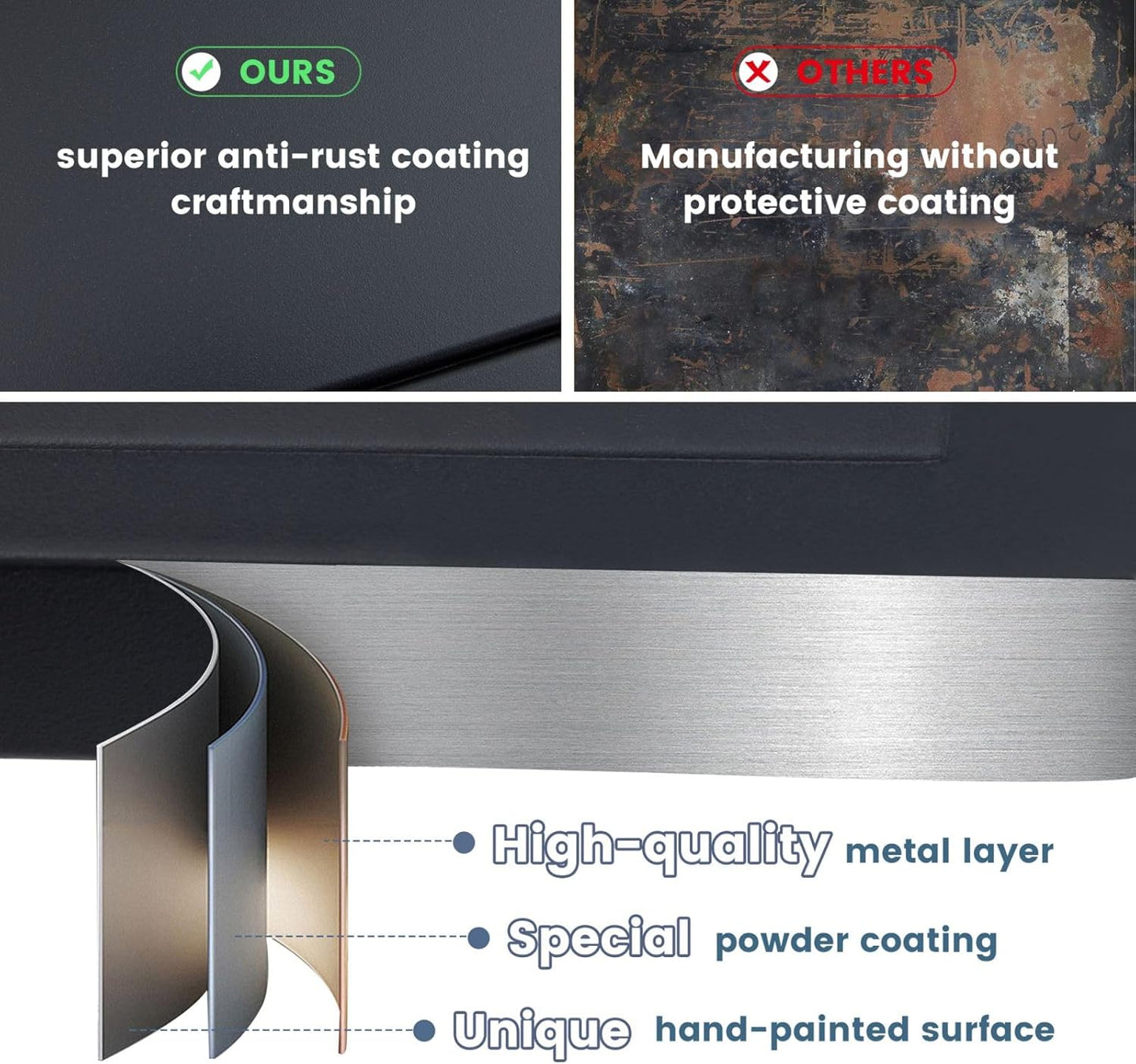 DIFY Patio Round Dining Table, 47.5" All Weather Round Outdoor Table with 1.57" Umbrella Hole for 6 Person, Perfect for Lawn Poolside and Backyard, Black