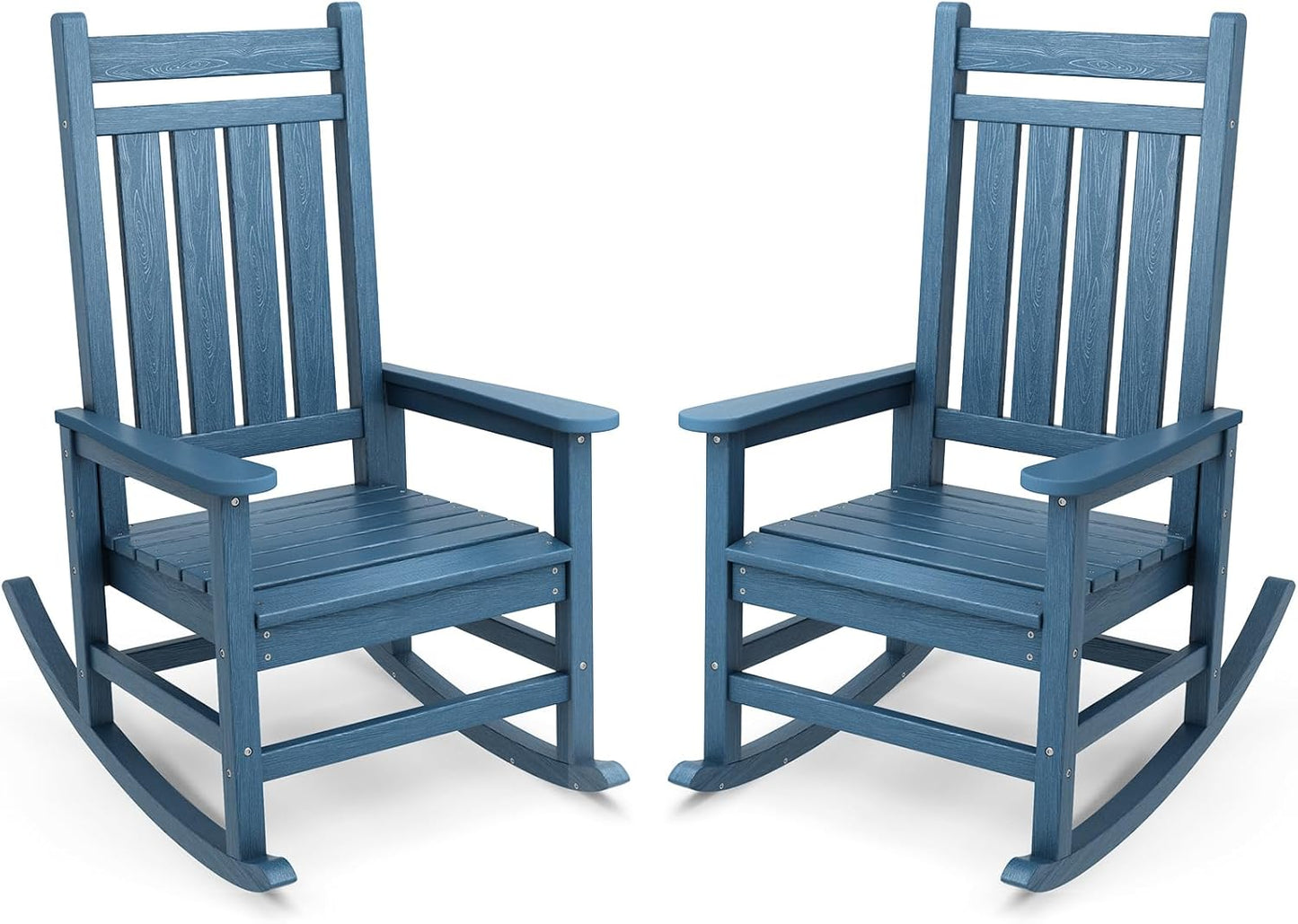 SERWALL Outdoor Rocking Chair, HDPE Rocking Chair for Adults, All Weather Porch Rockers for Lawn Garden, Navy