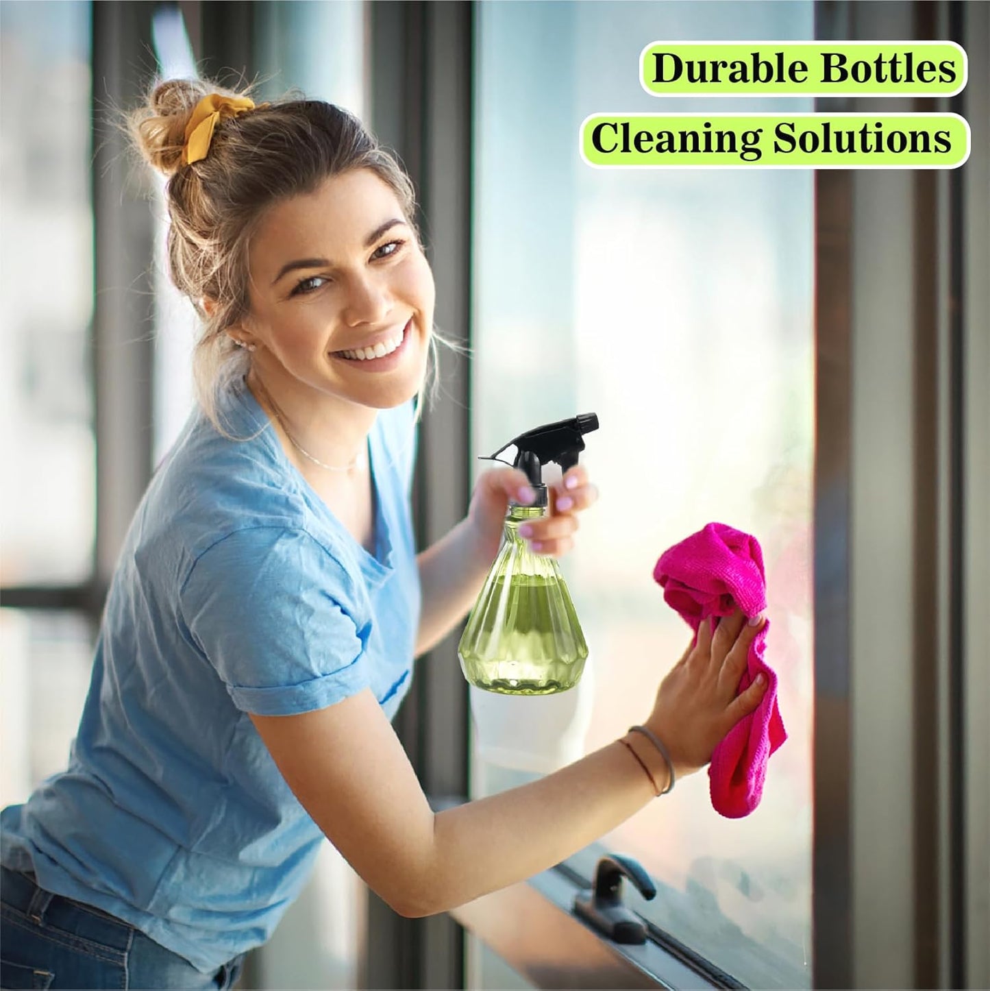 𝐍𝐄𝐖 Spray Bottles 17 oz (2 Pack) - Leak Proof, Adjustable Nozzle, Empty Spray Bottles For Cleaning Solutions, Plants, Hair Misting, Pet, Or Diy Spray Bottle