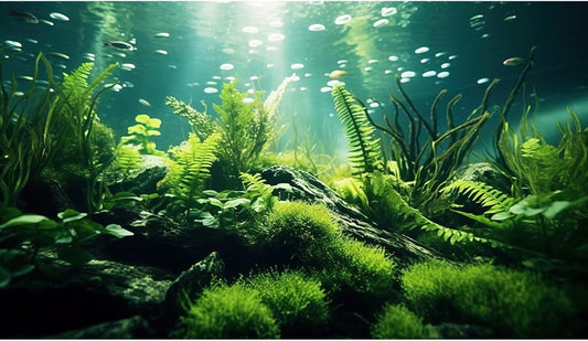 Underwater Fish Tank Background Under The Sea Aquatic Plants Aquarium Background Ocean Floor Rock Terrarium Backgrounds Tropical Fish Green Seaweeds Aquarium Backgrounds for Fish Tank Decor 36x24in
