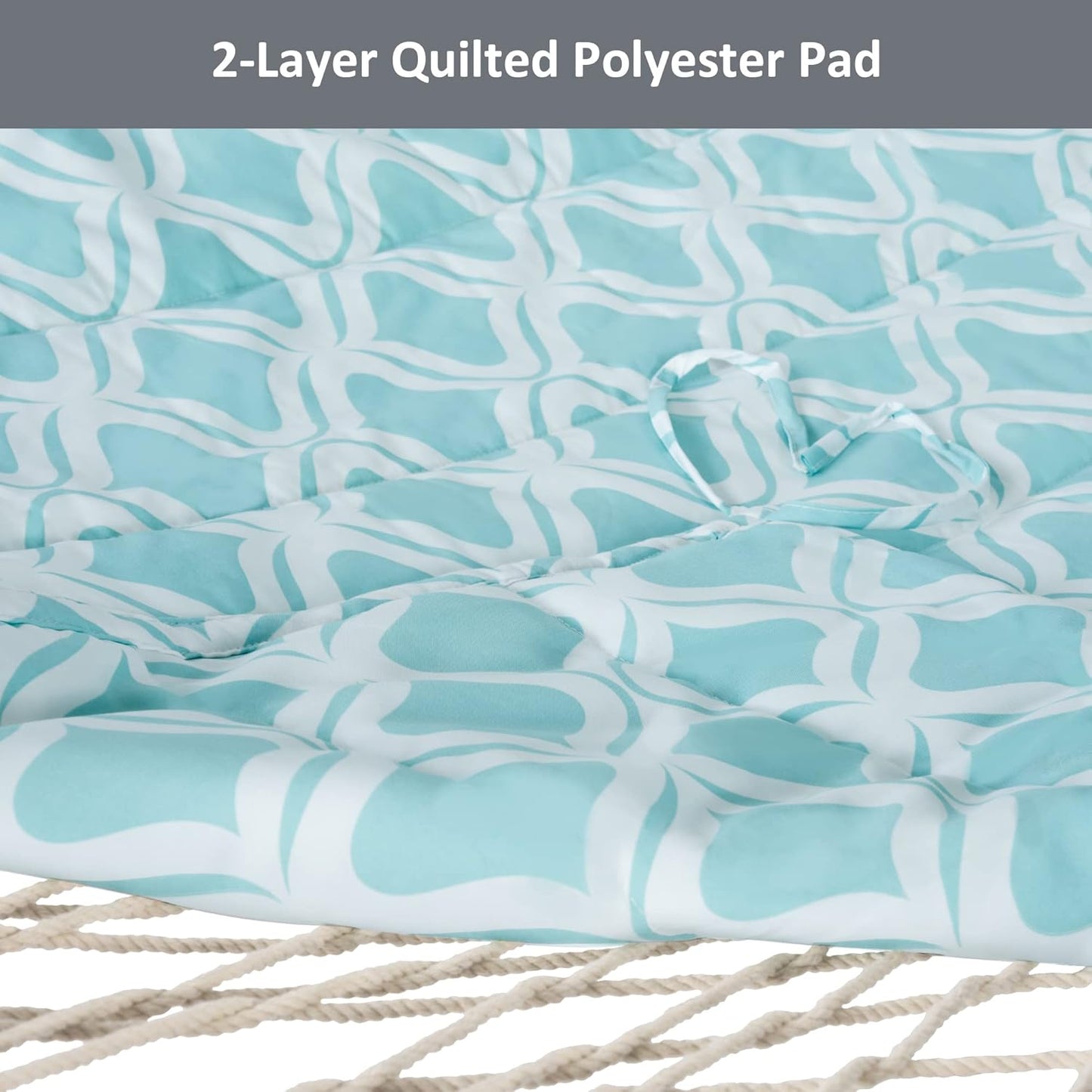 SUNCREAT Patio Hammock with Stand Included, Portable Double Hammock with Stand, Green Pattern