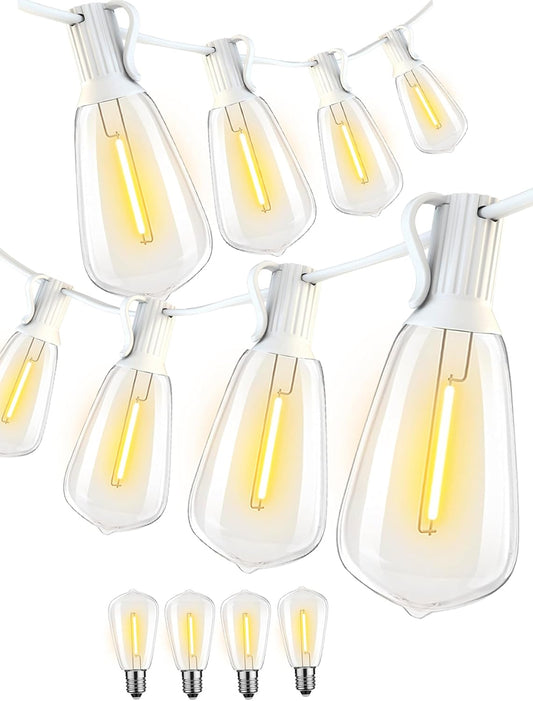 DAMAING Outdoor String Lights 200FT Waterproof,Patio String Lights for Outside with Shatterproof 104 Edison LED Bulbs,Vintage Dimmable Hanging Lights for Christmas,Wedding,2 Pack × 100FT White Cable