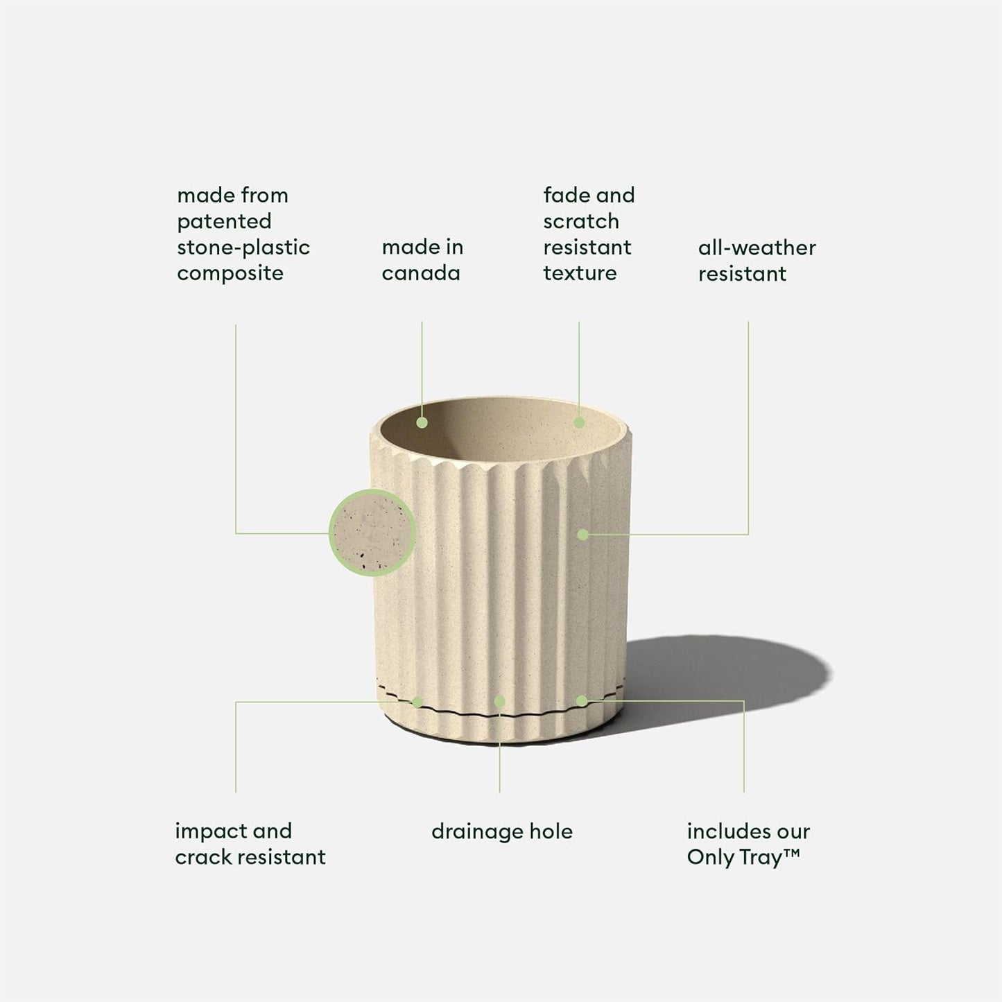 Veradek Demi Series Demi 6" Planter w/Tray - Sand, 2 Pack