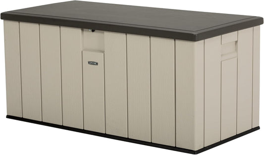 LIFETIME 60254 Heavy-Duty Outdoor Storage Deck Box, 150 Gallon, Desert Sand/Brown