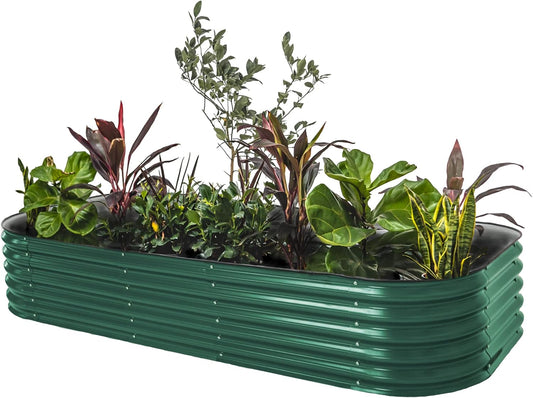 Vego garden Raised Garden Bed Kit, 17" Tall 10 in 1 Modular Raised Garden Beds Kit, Metal Planter Box for Vegetables, Flowers, Herbs, British Green