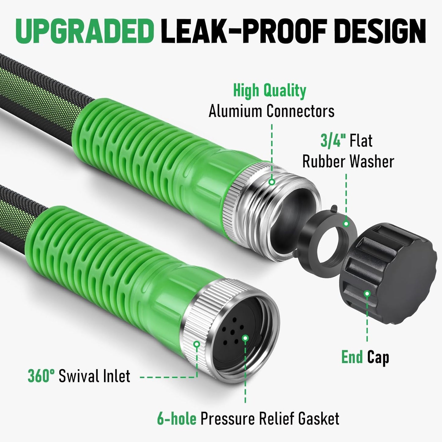 Flat Soaker Hose 100FT for Garden and Lawns, 80% Water-Saving Drip Irrigation Hose with Anodized Aluminum Ends, Flexible Leakproof Double Layer Gardening Hoses(50FT X 2Pack) ﻿