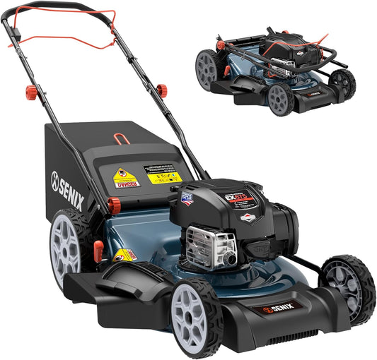 SENIX Gas Lawn Mower, 22" Self Propelled Gas Powered Lawnmower with 163cc B&S 4-Cycle Engine, 3-in-1 Walk-Behind Push Lawn Mower, 6-Position Height Adjustment