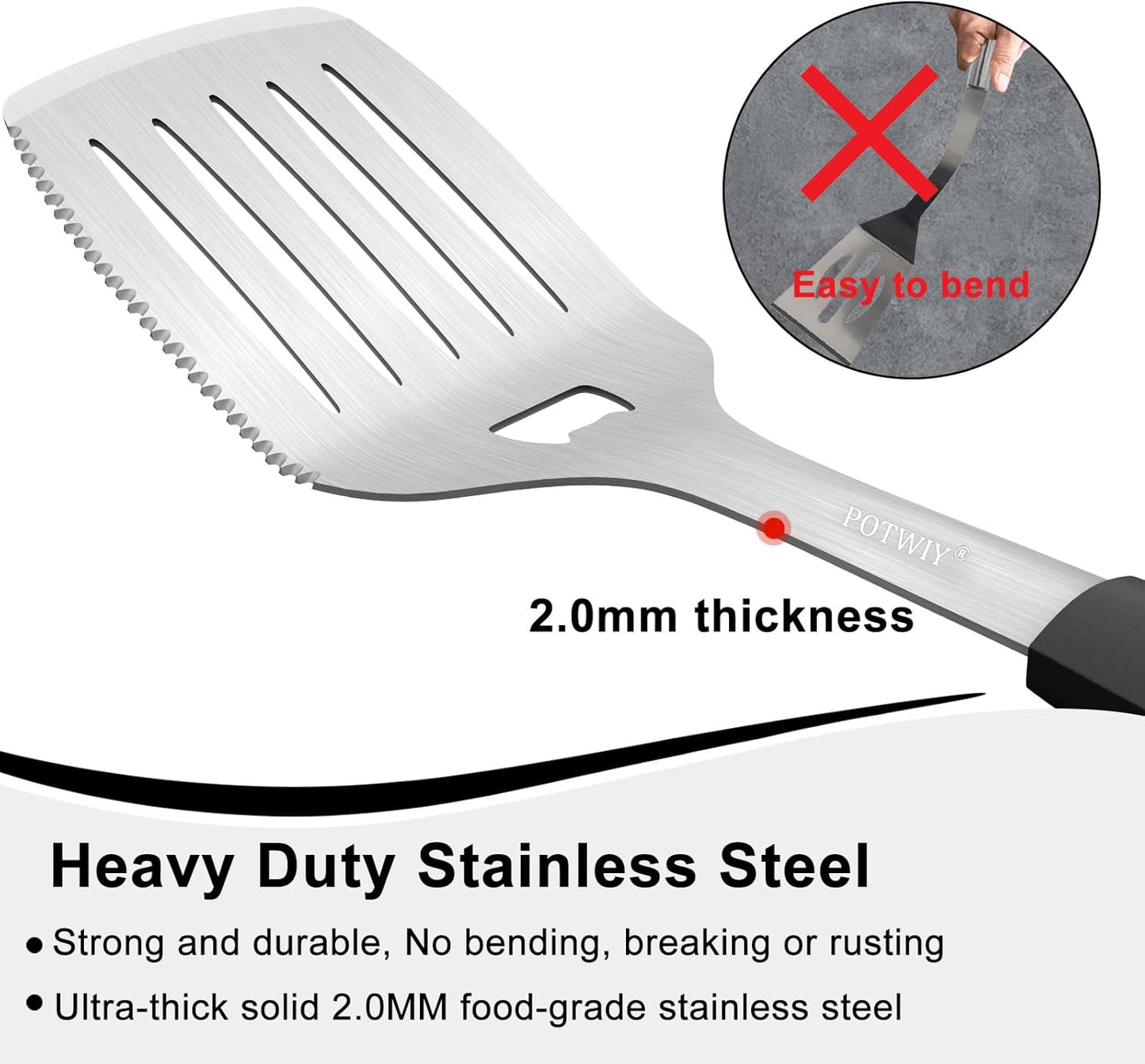 BBQ Grilling Accessories, 3Pcs Stainless Steel Grill Tools Accessories Set with Spatula, Fork and Tongs, Barbecue Utensils Grilling Tools for Outdoor Camping, Heat-Resistant Silicone Handle