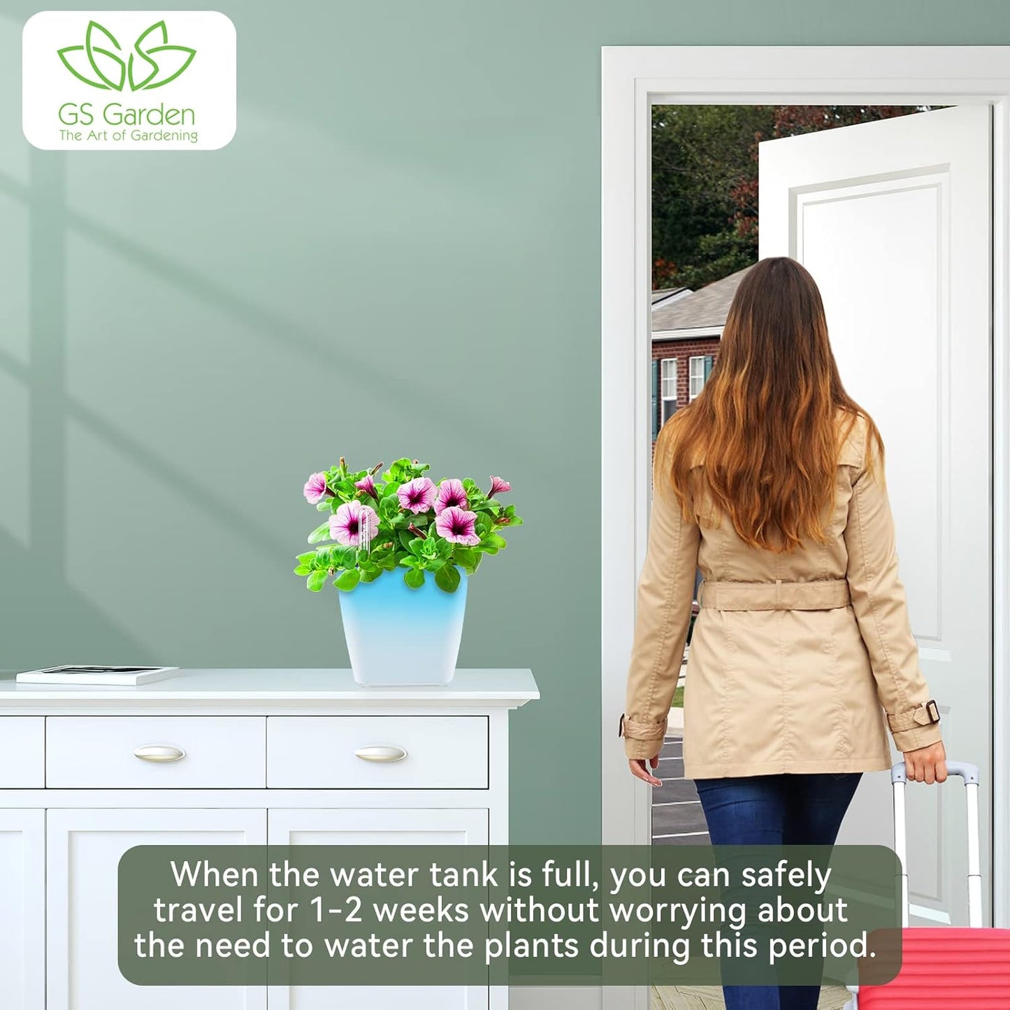 Self Watering Planters for Indoor Plants : 5 inch 3 Pack Gradient Blue Planter with Water Level Indicator African Violet Self Watering Flower Pot for Herb pots House Plant