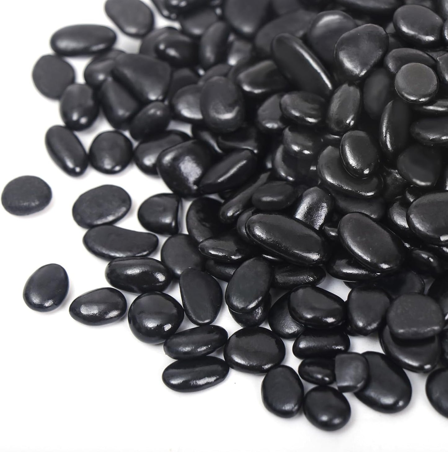 5LB Black Pebbles for Indoor Plants, Vases, Succulent, 3/8 Inch Small Black Rocks for Plants, Polished & Decorative