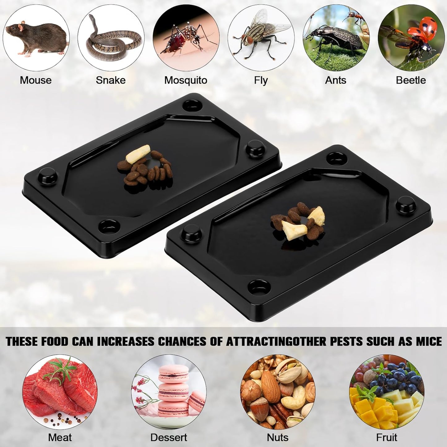 Qualirey 100 Pieces Mouse and Insect Glue Traps Baited Sticky Plastic Boards for House Rodents Heavier Adhesive Traps with Nontoxic Glue for Insects, Ready to Use, Pet Children Safe