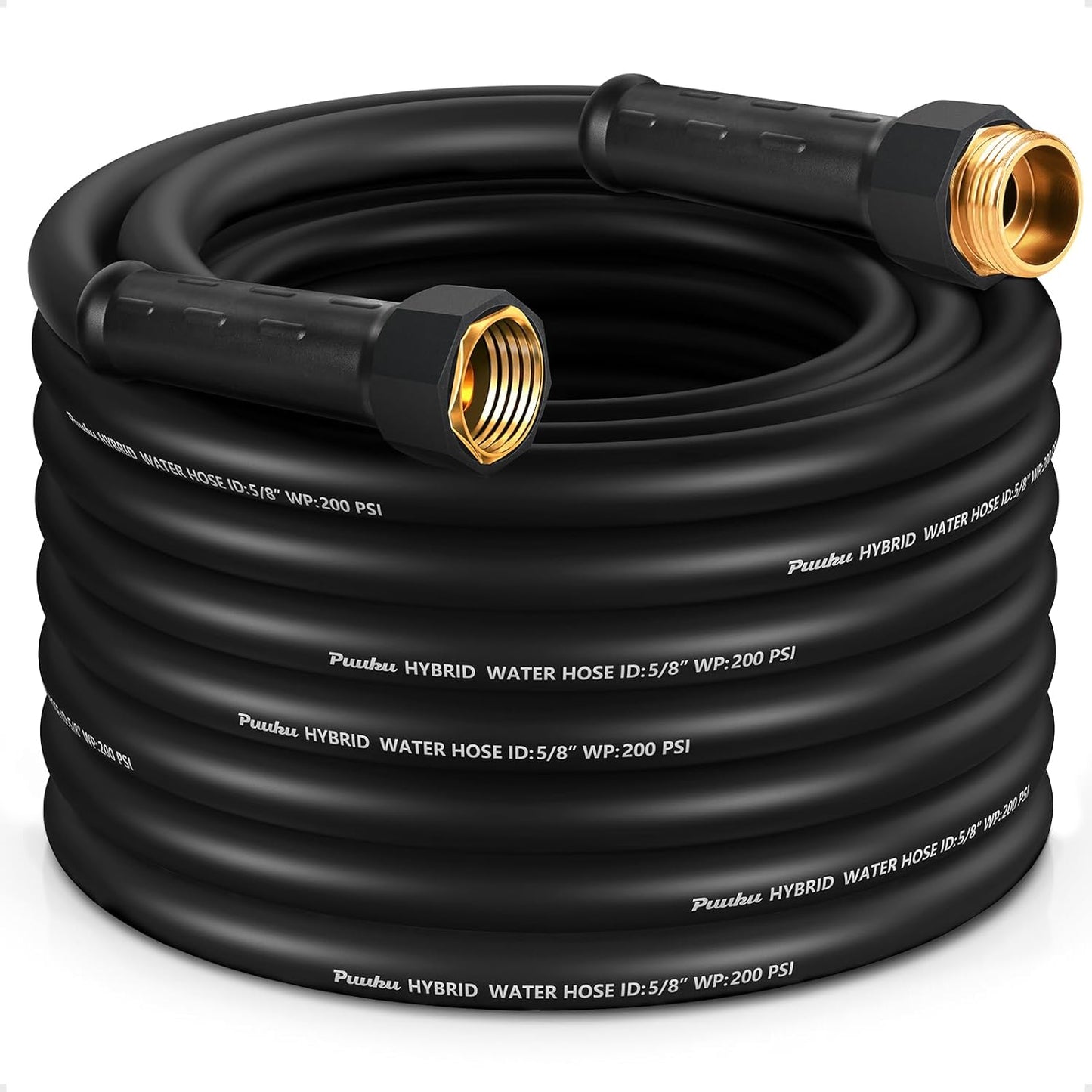 Garden Hose 50 ft x 5/8", NON-EXPANDABLE Heavy Duty Premium Flexible Water Hose, No Kink, Leakproof, Lightweight Hybrid Hose with Male to Female Fittings for Household、Backyard
