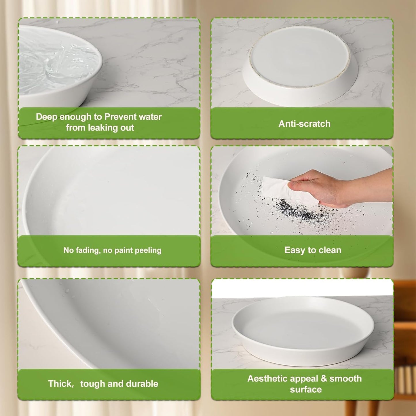 Plant Saucers 12 Inch (12.7 Inch) Plant Trays, Durable Round Glazed Ceramic Flower Plant Water Drip Tray for Pots Planter