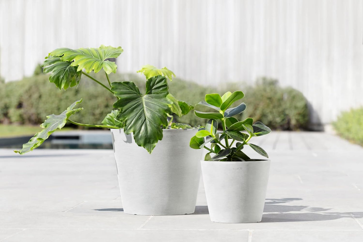 Ecopots Amsterdam Durable Modern Round Indoor/Outdoor Recycled-Based Composite Flower Pot Planter, Pure White, 10"