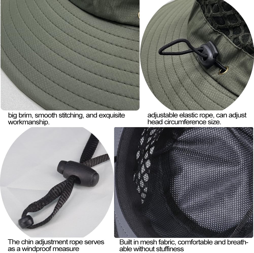 Fishing Hat, UPF50+ Wide Brim Sun Hat for Men Women, UV Protection Hiking Beach Bucket Hats Summer Safari Hat
