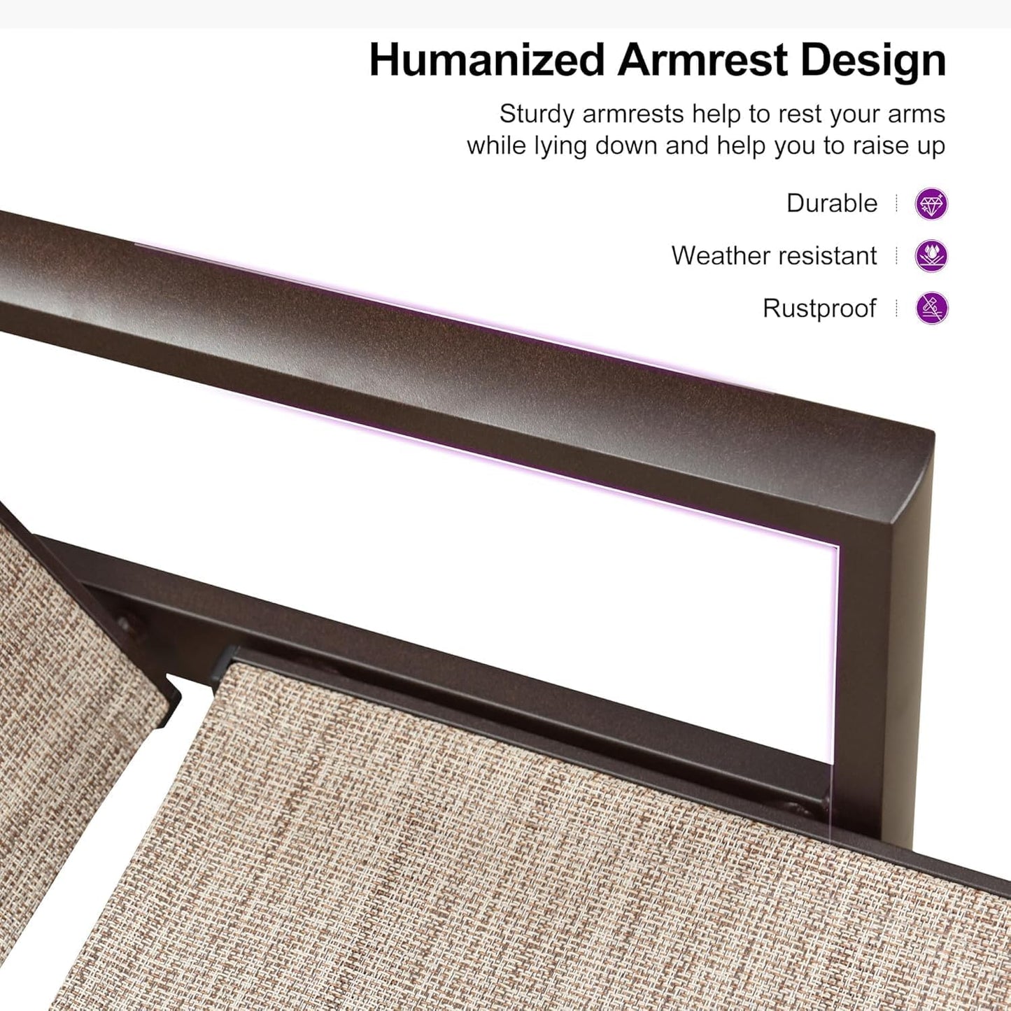 PURPLE LEAF Pool Lounge Chairs Set of 3 Aluminum Outdoor Lounge Chairs with Wheels and Armrests Adjustable Patio for Deck Outside Lawn Garden, Beige