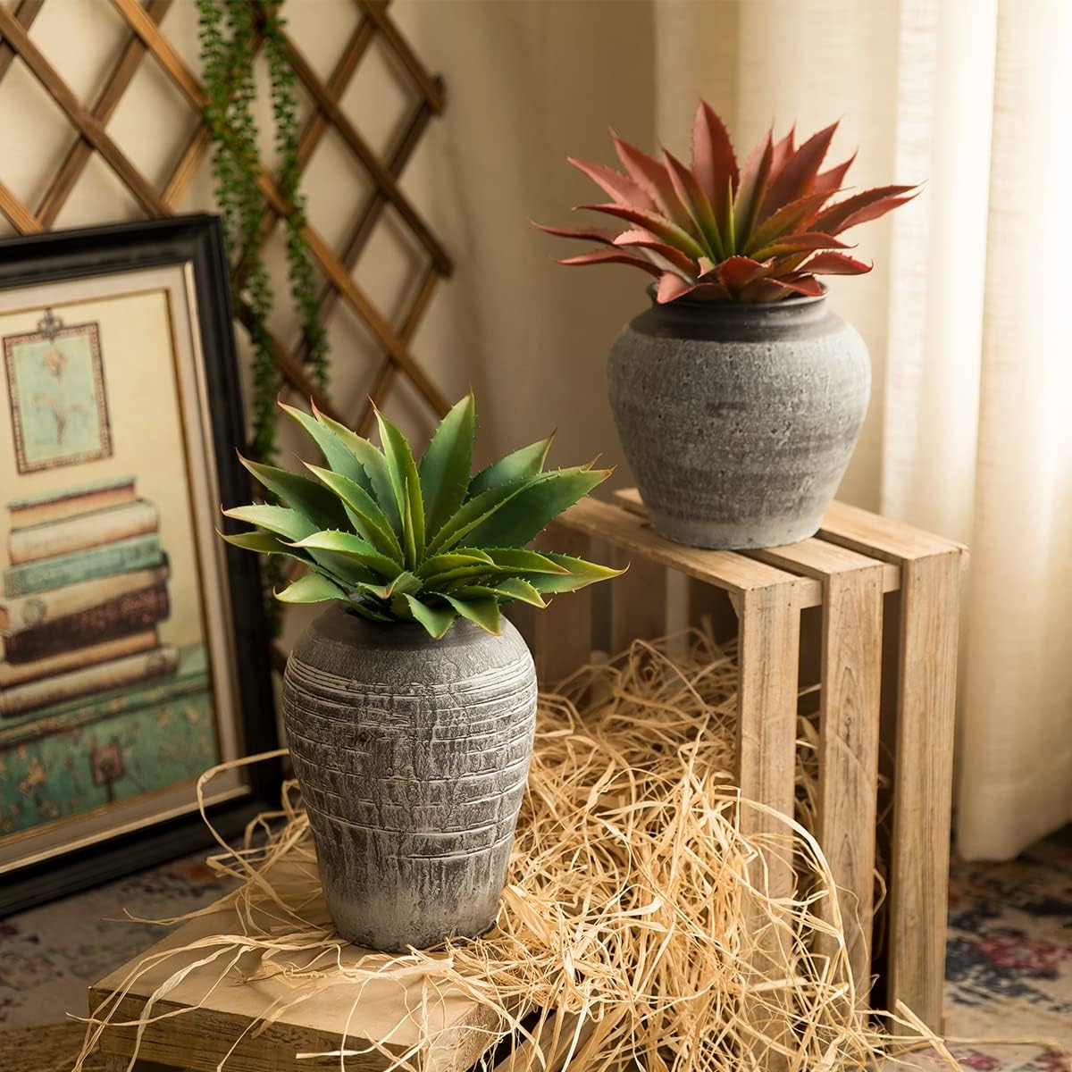 Veryhome Succulents Plants Artificial Aloe Plant, 12.5Inch Large Faux Succulents Unpotted, Premium Crafting DIY Greenery Decor for Indoor & Outdoor(4Pcs-Green)