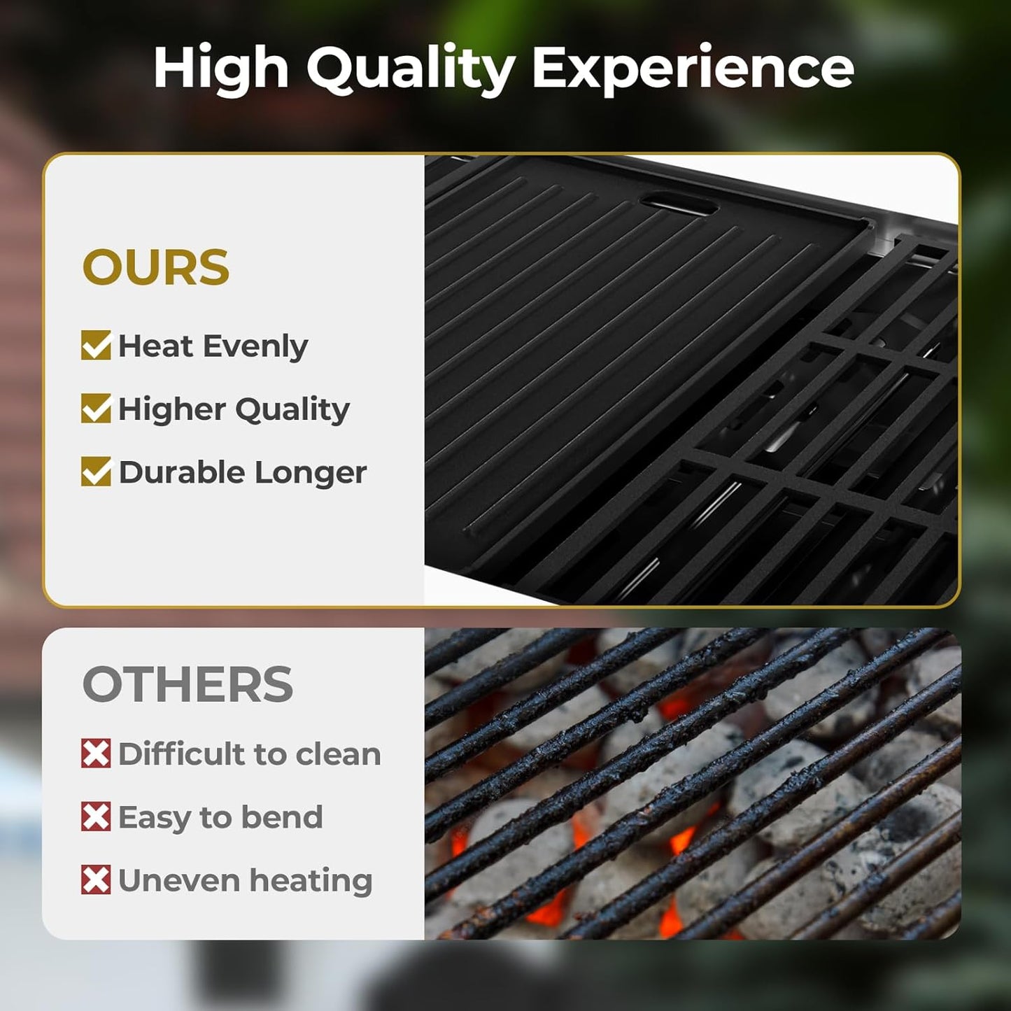 R.W.FLAME 4-Burner Gas Grill with Side Burner, Stainless Steel Propane Grill 42000BTU for Outdoor Cooking, with Porcelain-Enameled Cast Iron Grates, Baking Pan, Silver