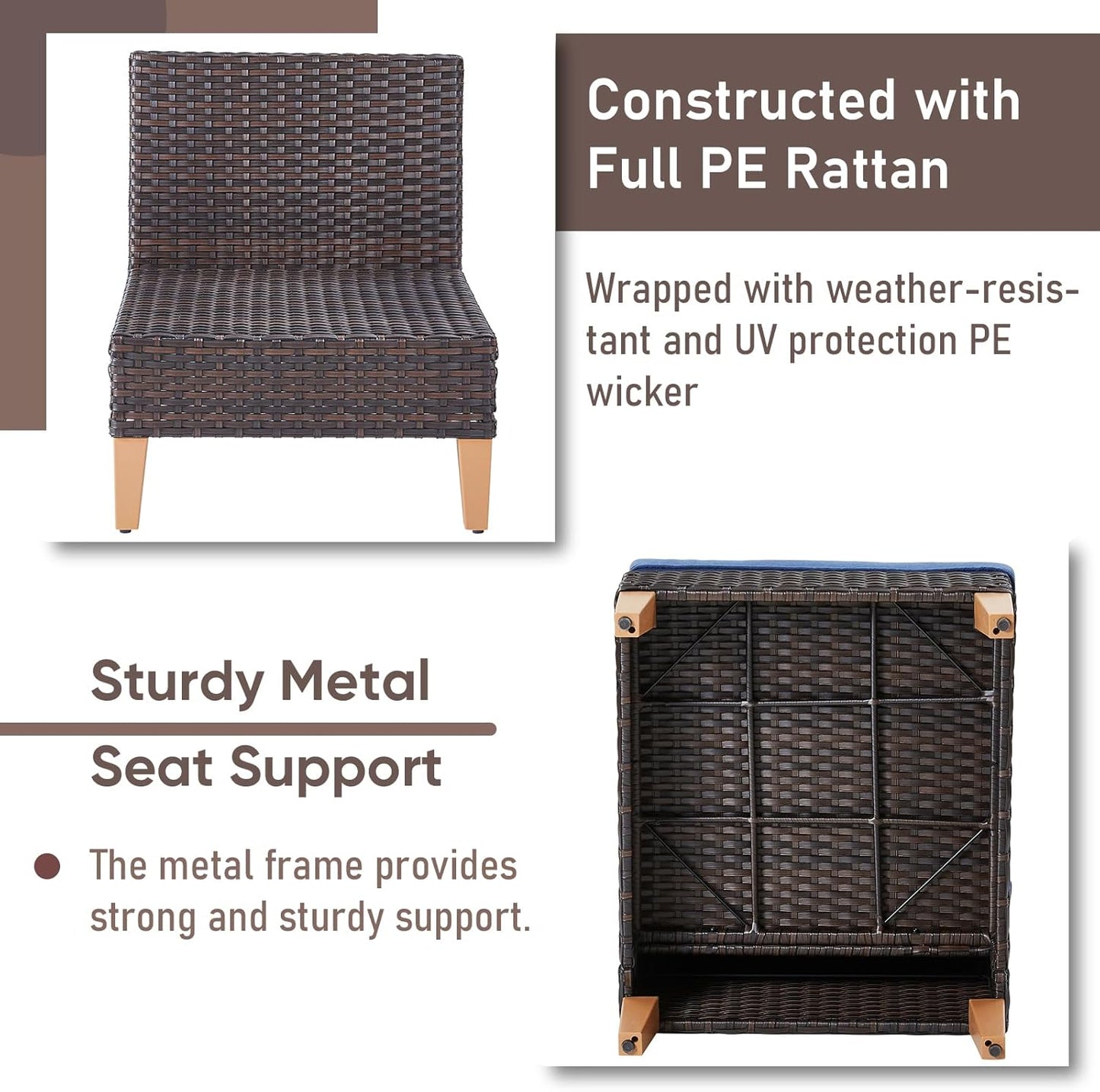 HUMMUH 7 Pieces Patio Furniture,Outdoor Modular Sectional Couch Swivel Rocking Chairs with Ottomans,All Weather PE Wicker Patio Conversation Sets for Garden Porch Backyard