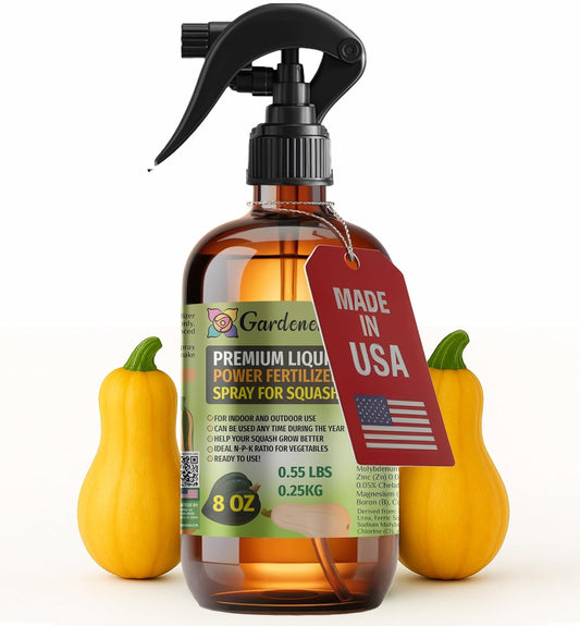 Liquid Power Squash Fertilizer Spray – Ready-to-Use Liquid Plant Food Mist for Squash – Premixed, Easy Application – Fast-Acting Formula for Growth, Roots & Yield – Indoor & Outdoor Use – 8 oz