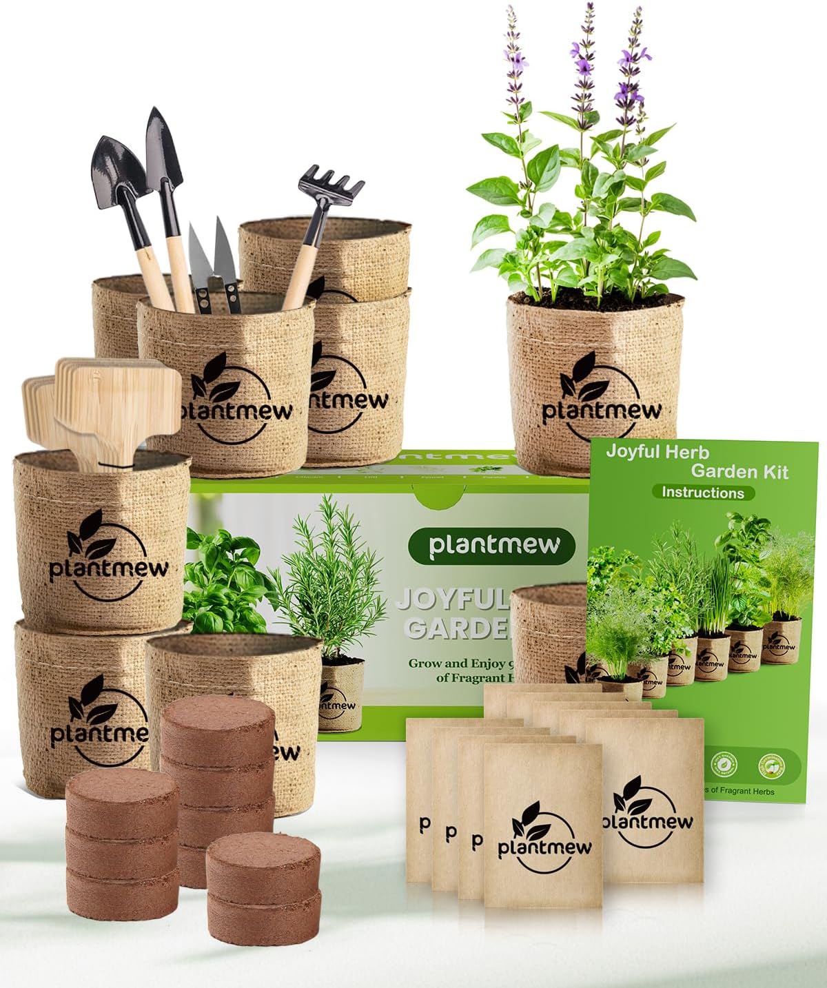 9 Herb Indoor Garden Kit - Unique Kitchen Gift for Women, Men, Mom, Friends - Complete Starter Set with Pots, Soil & Tools - Perfect for Windowsill, Countertop, Home Gardening