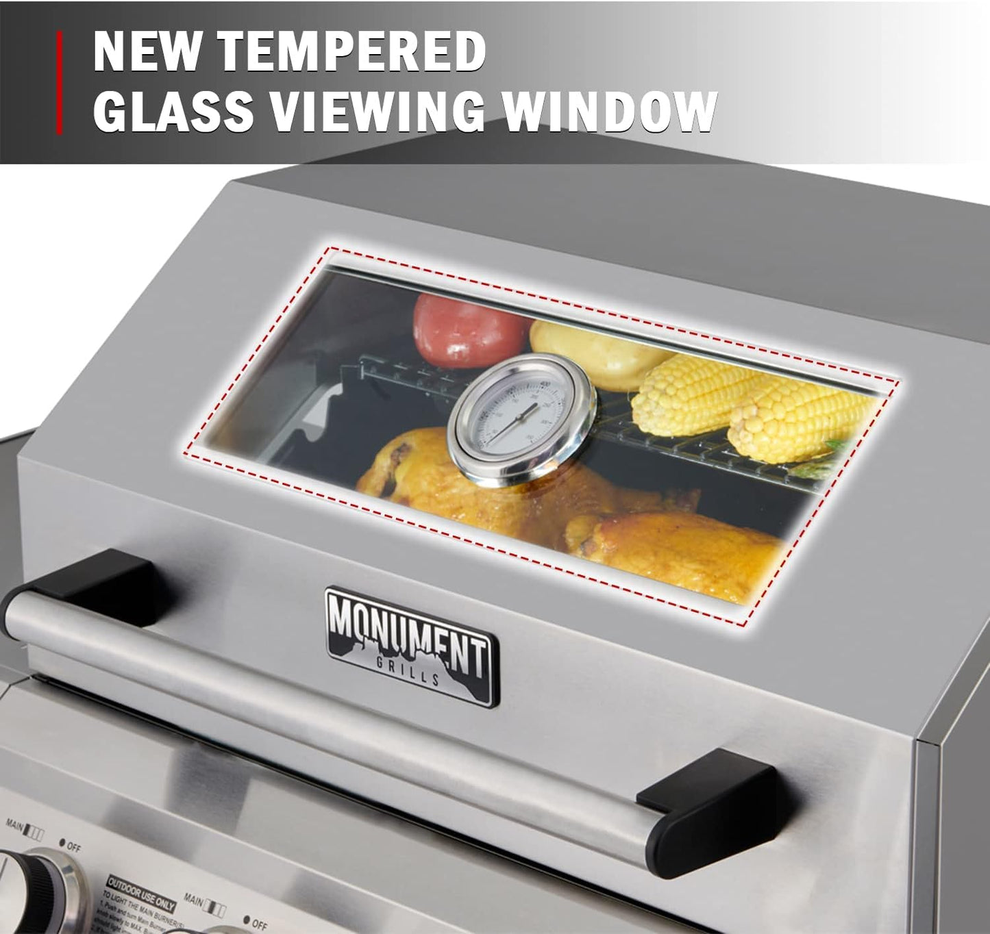 Monument Grills Larger 3-Burner Propane Gas Grills Barbeque Stainless Steel Heavy-Duty Cabinet Style with BBQ Cover (2 Items)