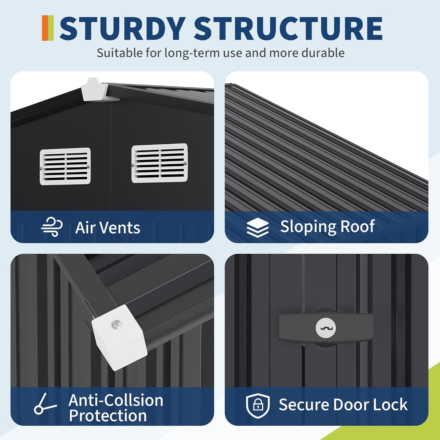 8x10 FT Metal Storage Sheds Outdoor, Metal Yard Sheds MetalGarden Shed Kit, MetalTool Shed with Lockable Door, Utility Buildings with Air Vent for Backyard Garden Patio Lawn