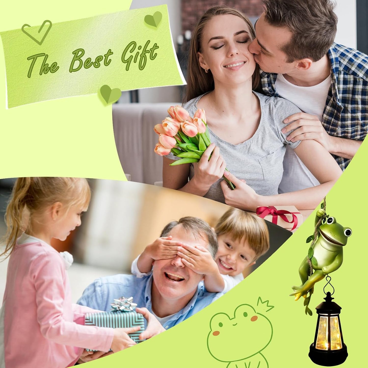 Solar Frogs Outdoor Garden Statues, Halloween Hanging Climbing Rope Frog on a Vine with Lantern Tree Hugger Figurine Lights for Outside Yard Art Sculptures Porch Balcony Wall Decor, Funny Gifts