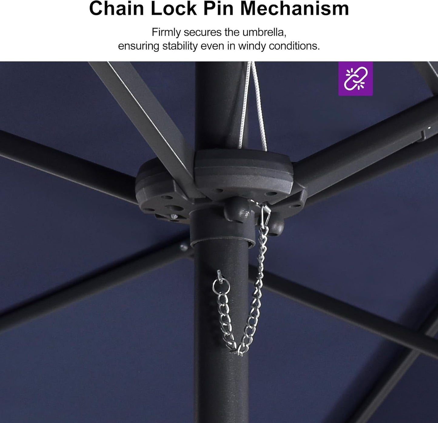 PURPLE LEAF 14ft Patio Market Umbrella Outdoor Double-Sided Umbrella with Base and Crank Rectangle Table Umbrella for Pool Deck Garden, Navy blue