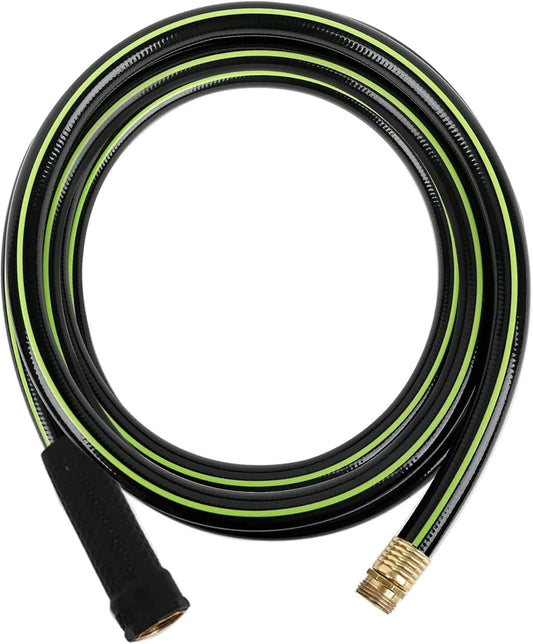Worth Leader Short Garden Hose 5/8 in. x 12 ft. -No Kink, Flexible, Leakproof, Male to Female Fittings -Heavy Duty Durable PVC Lightweight Water Pipe with Brass Aluminum Ends for Household & Yard Use