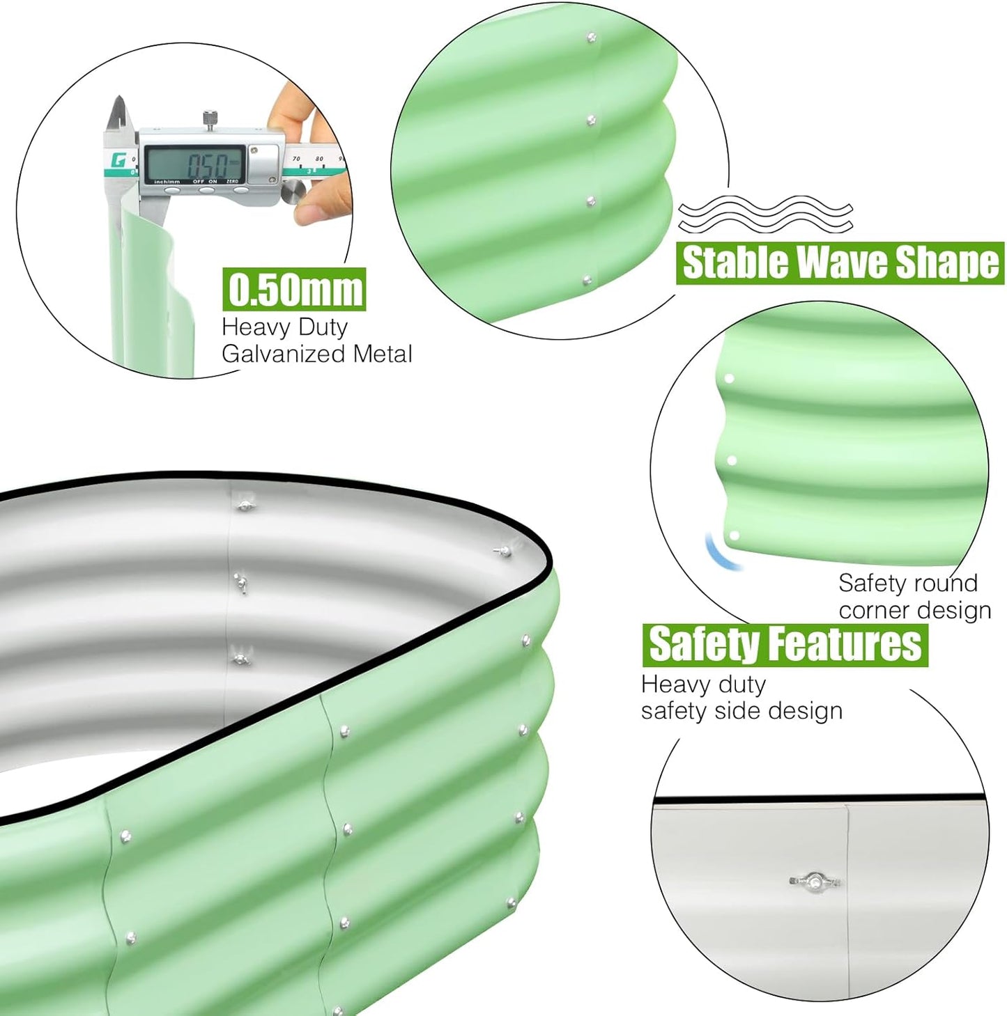 SnugNiture Galvanized Raised Garden Bed, 4x2x1ft Oval Metal Planter Box for Planting Outdoor Plants Vegetables