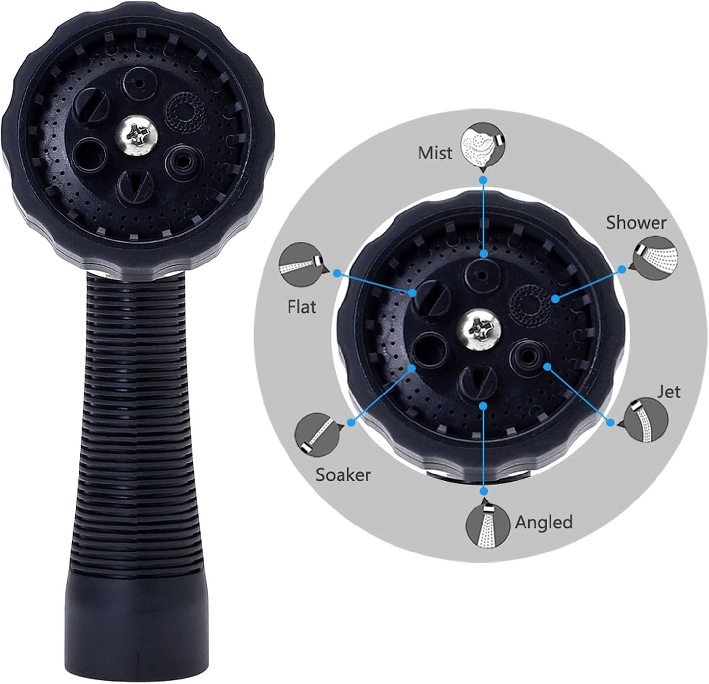 GREEN MOUNT Water Hose Nozzle Spray Nozzle, Metal Garden Hose Nozzle with Adjustable Spray Patterns, Perfect for Watering Plants, Washing Cars and Showering Dogs & Pets