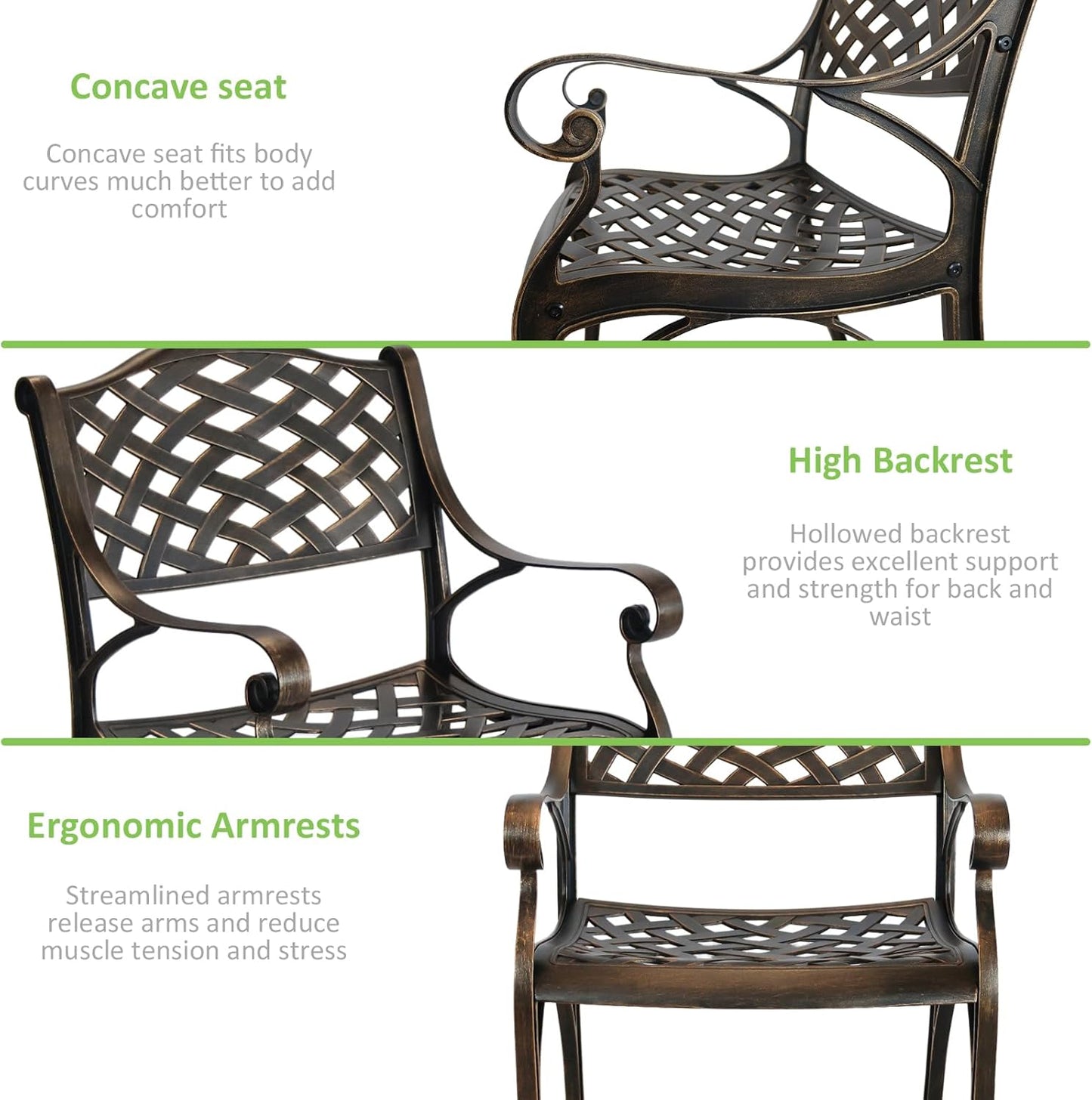 5 Piece Patio Dining Set, All-Weather Metal Outdoor Table and Chairs Set of 4, Cast Aluminum Patio Furniture Set for Patio, Garden, Backyard, Balcony