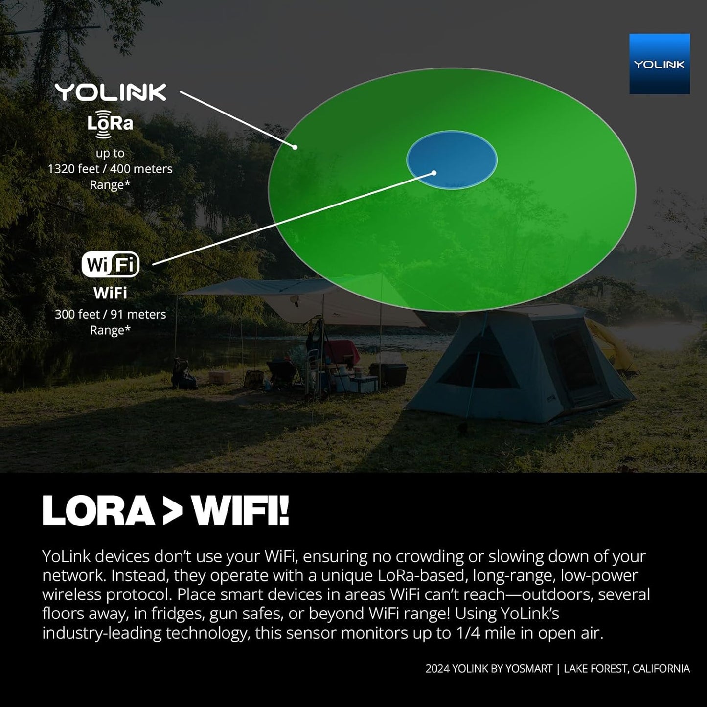 YoLink Smart Wireless Thermometer, Wide Temp Range for Freezer, Fridge, Green House, Pet Cage, App, Emails, Text/SMS alerts, up to 5 Years Battery Life- Hub Included