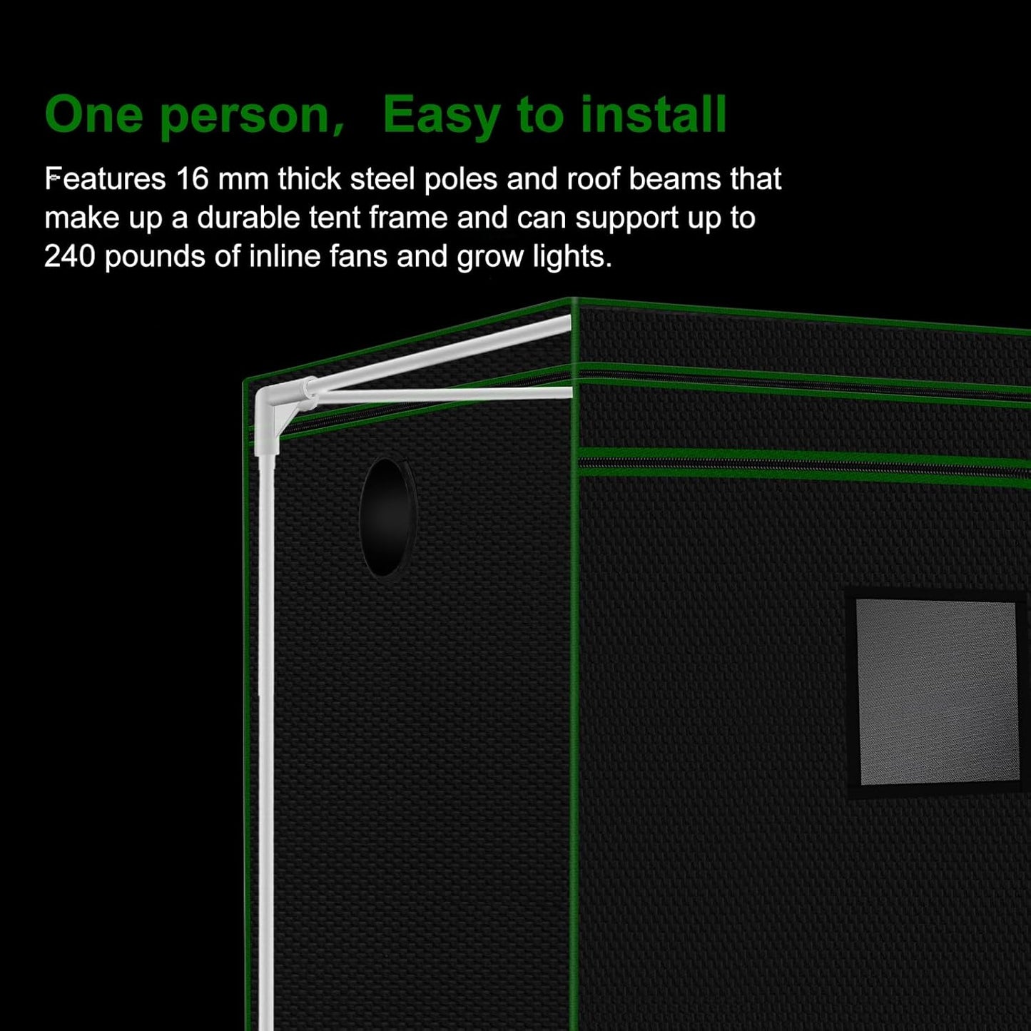 MELONFARM 4x8 Grow Tent, 96"x48"x80" High Reflective 600D Diamond Mylar Canvas with Observation Window and Floor Tray for Hydroponic Indoor Plant Growing