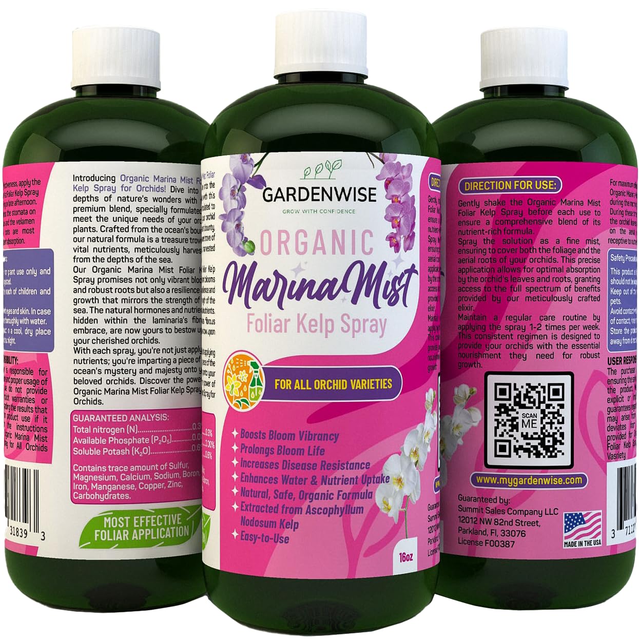 Marina Mist Orchid Fertilizer - Plant Food Mist - Liquid Seaweed Extract for Blooming - Orchid Care - Abono para Orquideas (8 oz)