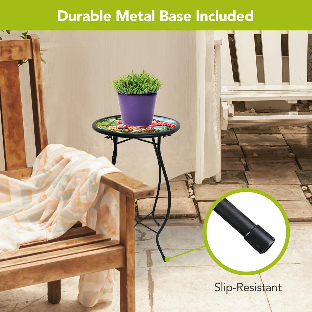 Briarwood Lane Flamingo Pair Cast Iron/Glass Plant Stand